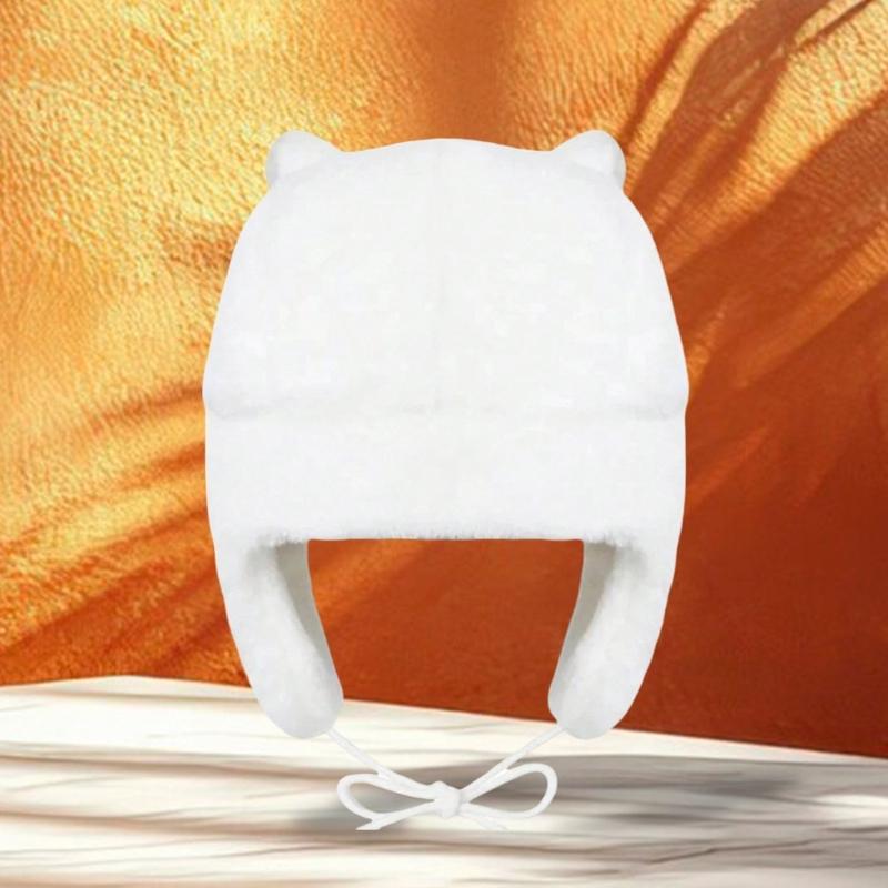 Winter Warm Ushanka Hat for Women Cute Plush Designs  Ushanka Hat with Adjustable Size and Lovely Cartoon Smile