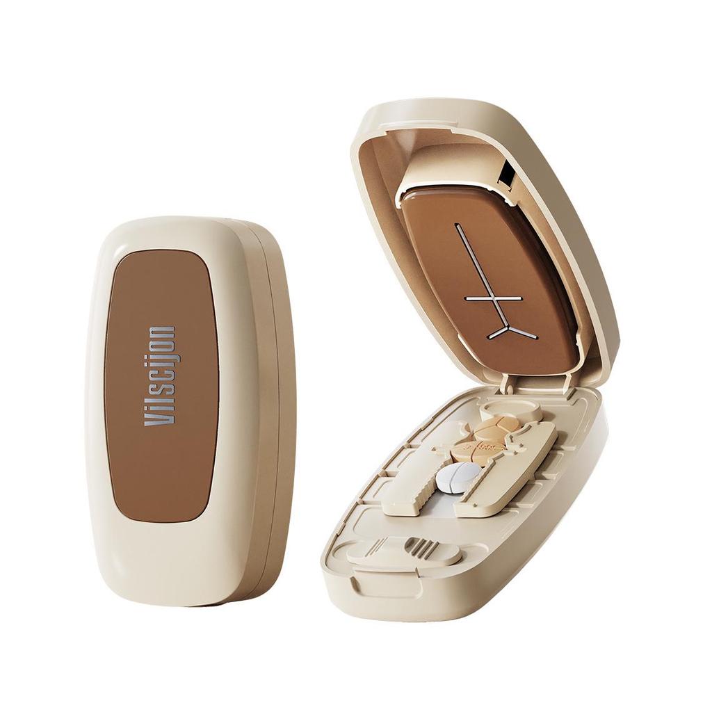 Multi-functional Pill Cutter & Divider with Storage – Portable 2, 3, & 4-Way Pill Dispenser Box Gadget