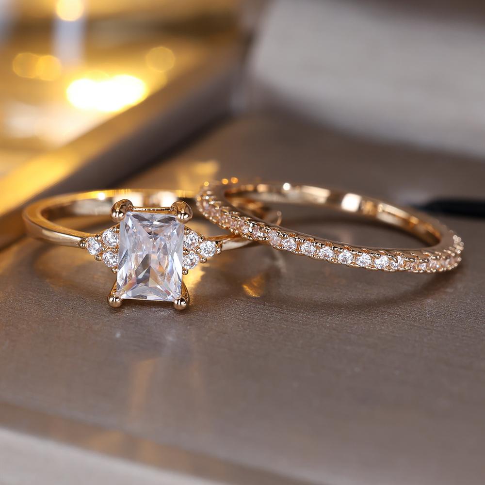 

Модный комплект колец с квадратным цирконием и кристаллами для женщин, элегантные роскошные золотые украшения для свадьбы и помолвки 10 белый/золотой