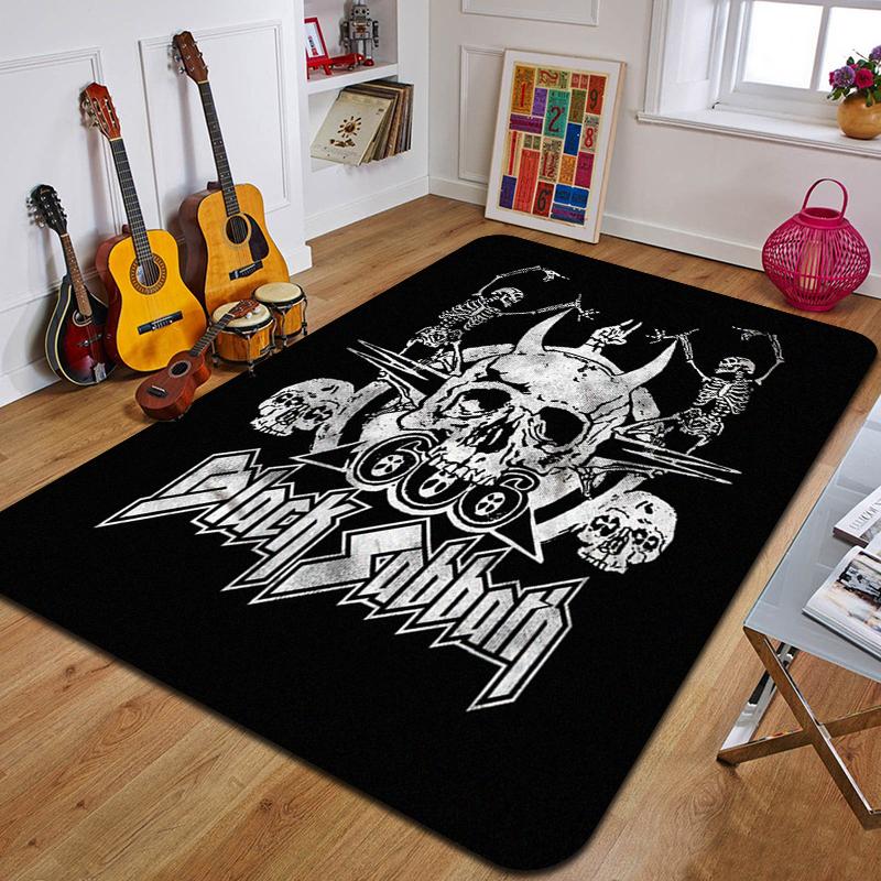 B-Black Sabbath Logo Gedruckter Teppich Mode Yogamatte Rutschfester Teppich Schlafzimmerdekoration Außenteppich Schlafzimmer Geburtstagsgeschenk
