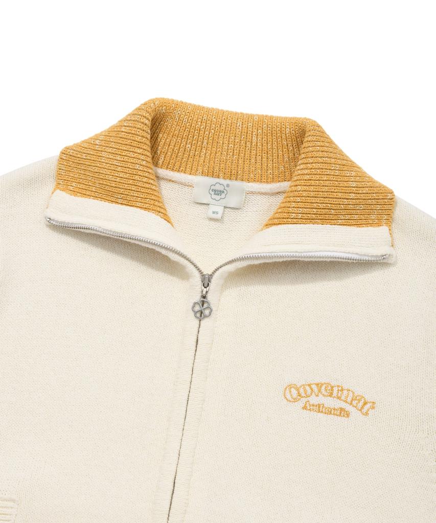 COVERNAT WOMAN High-Neck Zip-Up Knit Ivory