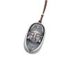 999 Sterling Silver Buddha Head Pendant Necklace with Lotus for Women - Retro Ethnic Style