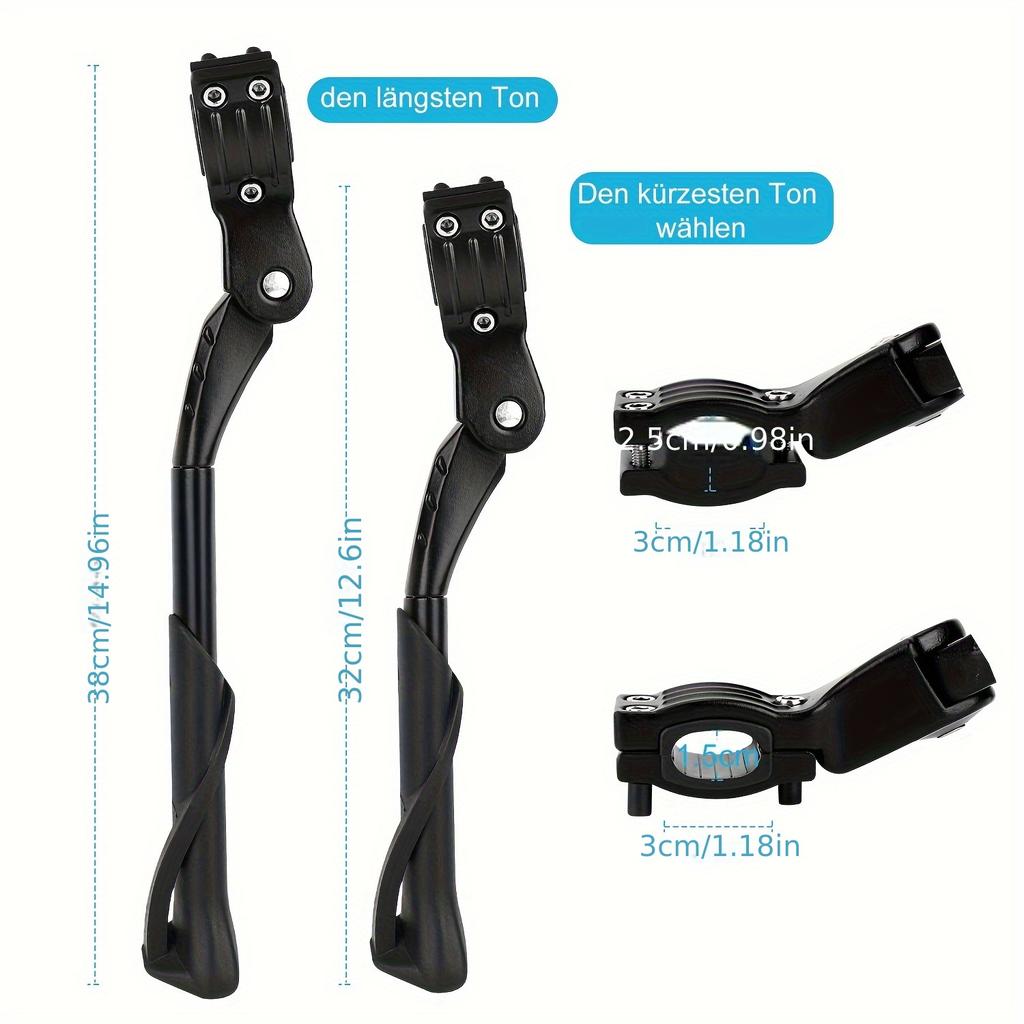 Outdoor Cycling Equipment Bicycle Stand for Mountain and Road BikesSide Kickstand with Dual Holes, Adjustable Support Accessory