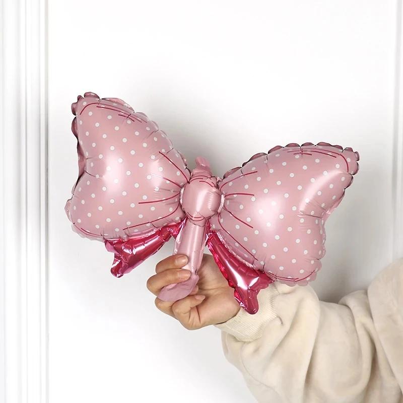 Bow Balloon Bow Tie Pink Balloon Mini large Bow Wedding Bride Shower Girl Birthday Gift Balloon  Bowknot Shape Foil Decoration