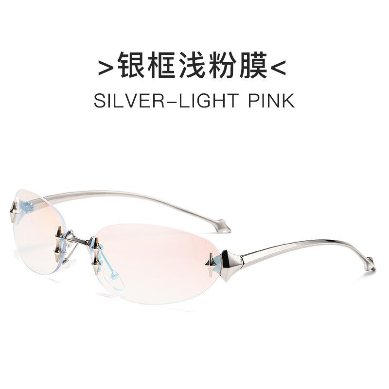 Frameless Oval Metal Sunglasses G Spice Girl Fishbone Wear Street Shooting Stars Cat Eye Sunglasses