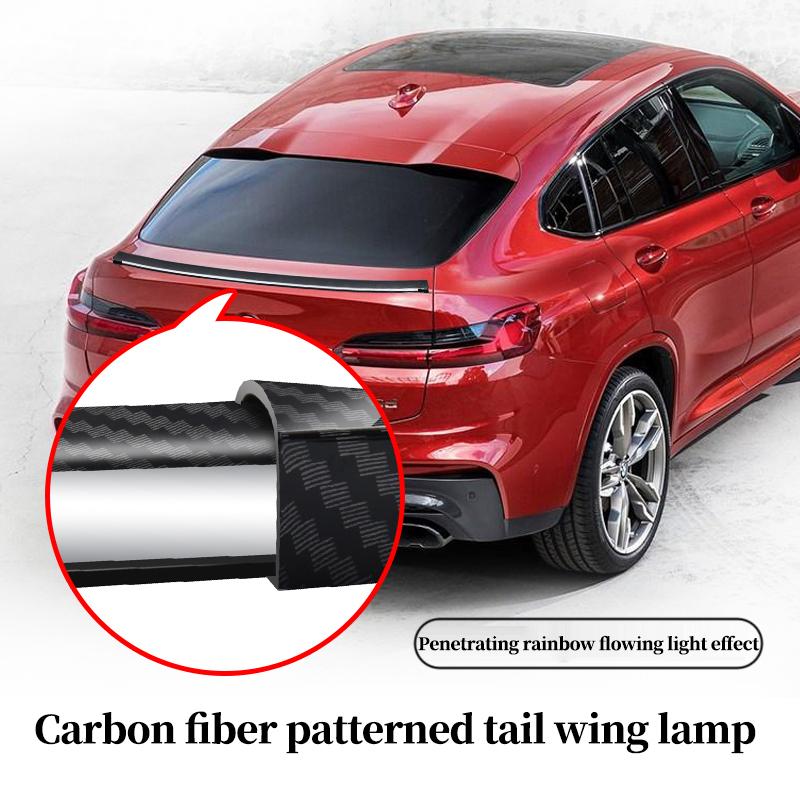New Car Carbon Fiber Tail Light Modified Trunk Tail Light, Turn Signal Brake Light, Universal LED Iridescent Flow Light