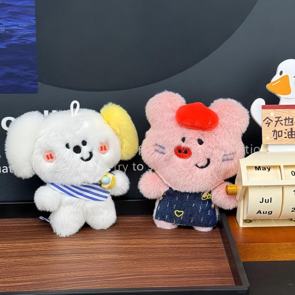 Overalls Pig Squeaky Plush Toy Pendant Keychain Super Soft Pp Cotton Detachable