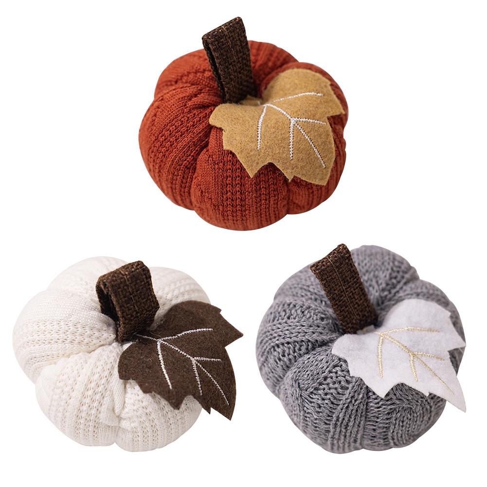 Faux Fall Decorative Crochet Pumpkins Handmade Knit Pumpkin For Thanksgiving Halloween Harvest Mantel Table Decor