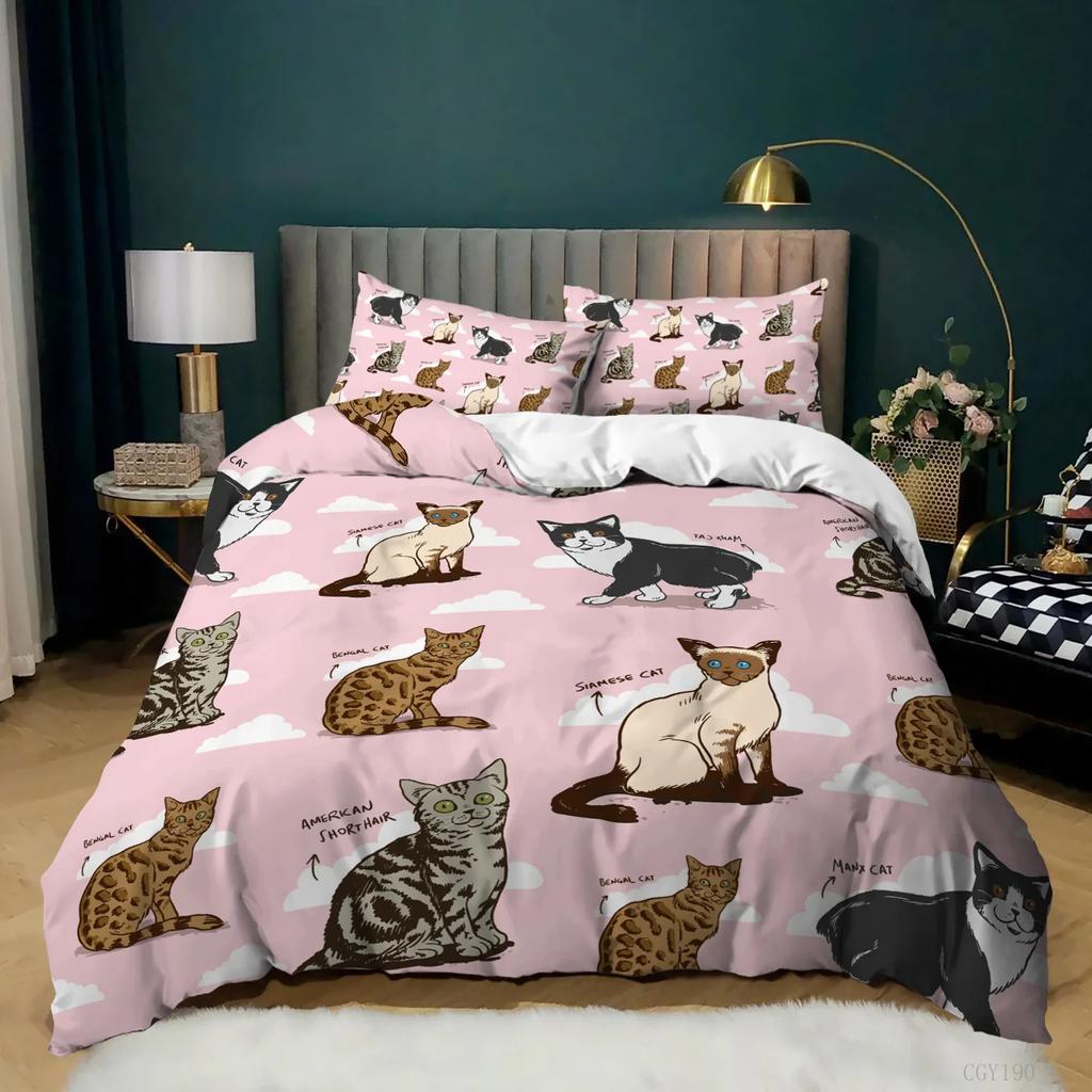 Cactus Duvet Cover Cartoon Comforter Cover Cute Dog Cat Bedding Set Potted Plant Garden Style Queen King Full Size Quilt Cover