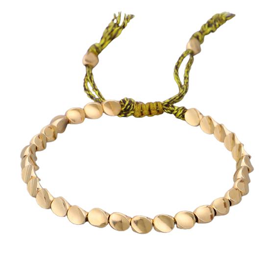 

Браслет-цепочка унисекс ручной работы с плетеными медными бусинами на шнурке Lucky Rope String кофейный