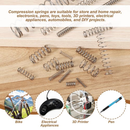 uxcell 10-Piece Compression Springs, 0.5 x 3.5 x 15mm, 304 Stainless Steel, for Construction, Plastic Models, Toys, and Repairs, Silver