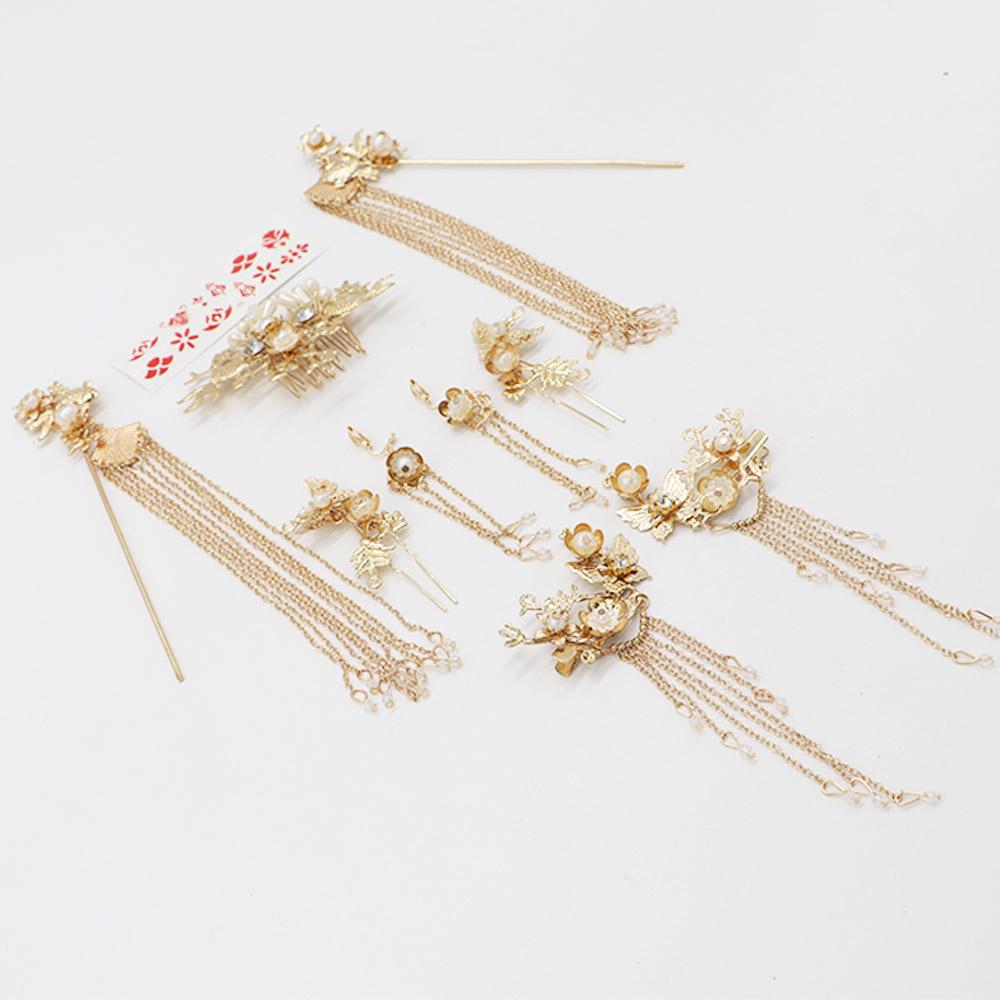 Headdress Hairstyle Design Tool Women Hair Accessories Chinese Hairpin Set Pearl Tassel Hair Stick