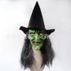 Halloween Witch Latex Mask with Scary Long Hair Cosplay Party, Dance Party, Haunted House, Headgear, Live Streaming Props