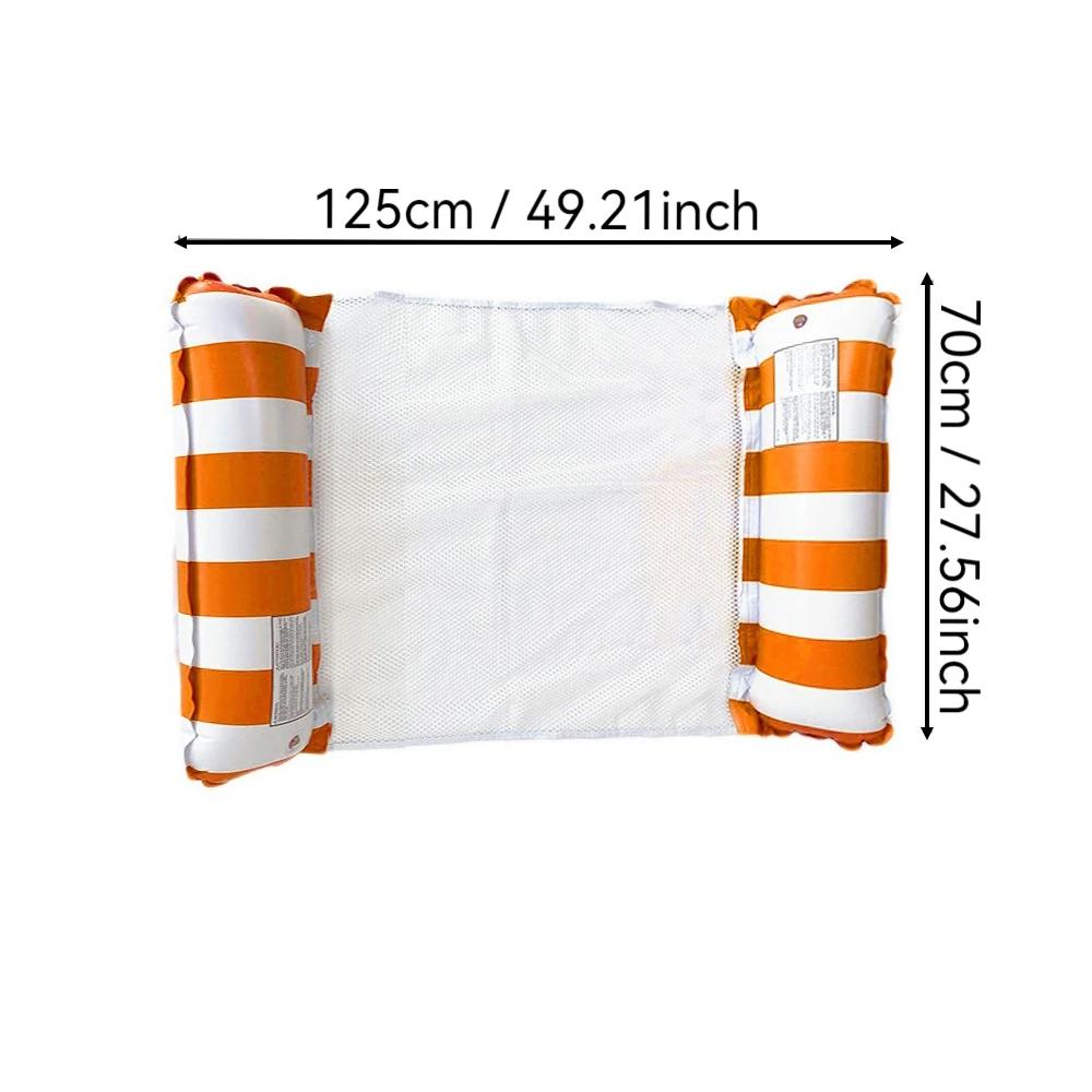 Inflatable Water Foldable Hammock Mesh Backrest PVC Stripe Floating Lounge Mattress Portable Float Summer Party Beach Pool Lake