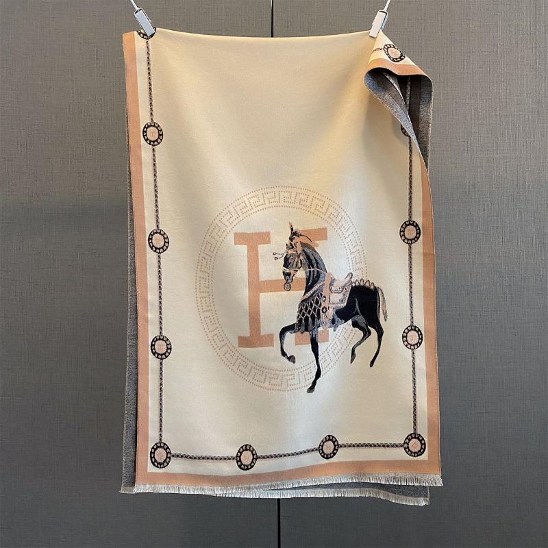 Autumn New Cashmere Tassel Scarf Women's Fashion Age-reducing Jacquard Scarf Warm and Thickened Large Shawl