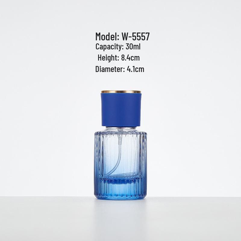 Vertical Gradient Stripe Glass Perfume Bottle - Aesthetic Spray Decanter for Essential Oils and Cosmetics