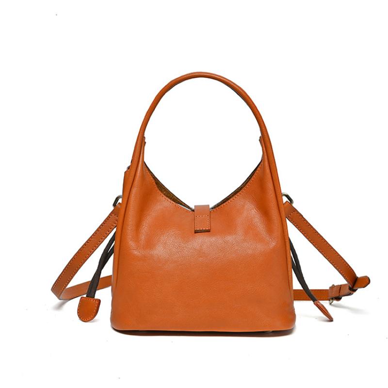 Johnature Vintage Genuine Leather Women Handbag Natural Soft Real Cowhide Solid Color Large Capacity Shoulder Bags