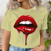 Casual Tee Shirt Lady Clothes Top Short Sleeve Casual Fashion Tshirt Summer Female T Women LIPS BLOOD Graphic T-shirts Clothing