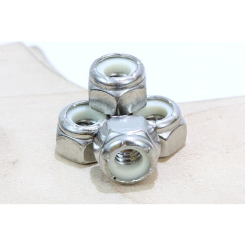 1/4"-20 Nylon Insert Lock Nuts (100 Pieces) Stainless Steel Finish Hex Lock Nuts, 304 (18-8) Stainless Steel Plain Finish, Corrosion-Resistant Commerc