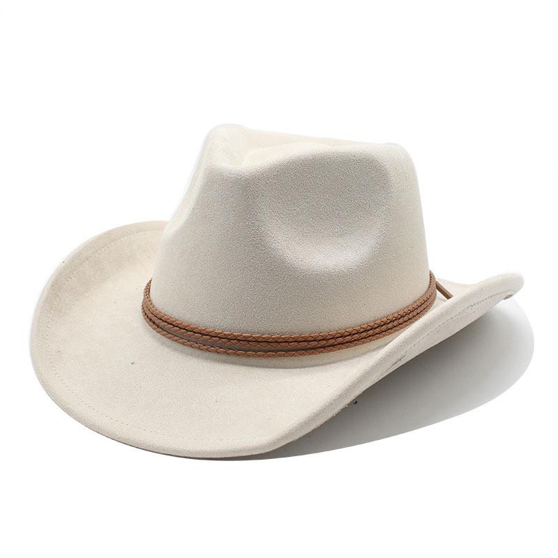 Ethnic Style Suede Felt Dress Hat With Wide Brim For Men Women Autumn Winter