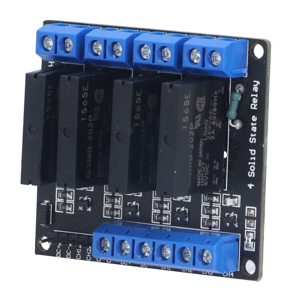 Relémodul 4-kanals halvlederrelemodul med sikring for DIY-elektronikentusiaster