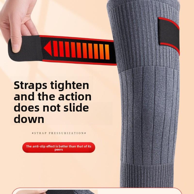 Mary Cashmere Strap Knee Pads, Warm Old Cold Legs, Extended Leg Pads, Long Tube Cover for the Elderly, Thickened and Non-slip for Men and Women