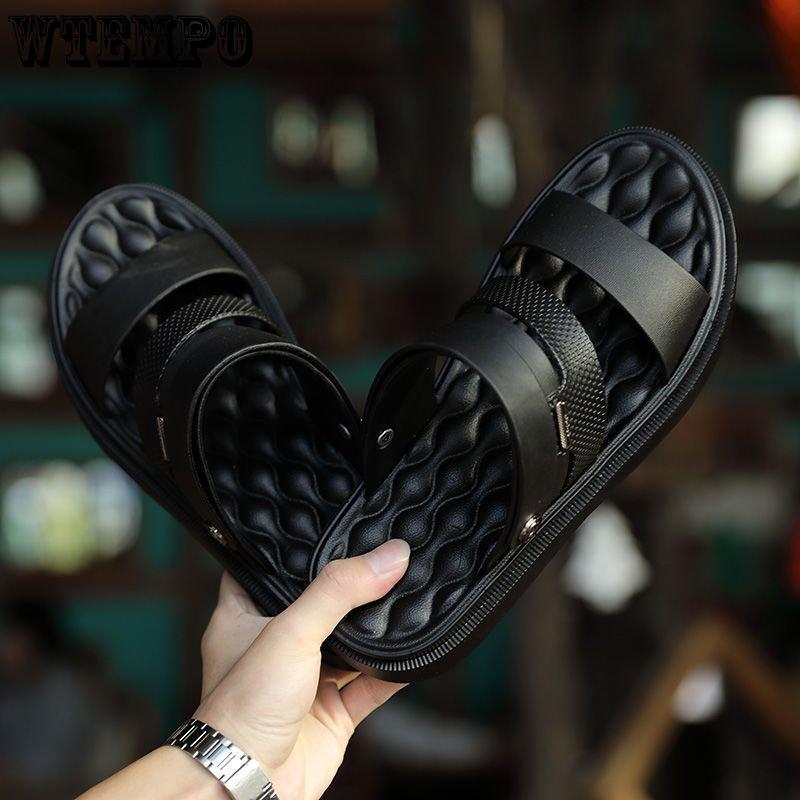 WTEMPO Sommer-Sandalen für Herren, lässig, dicker Boden, weicher Boden, rutschfest, für den Innenbereich, modische Wanderschuhe, Strandschuhe für den Strand im Freien