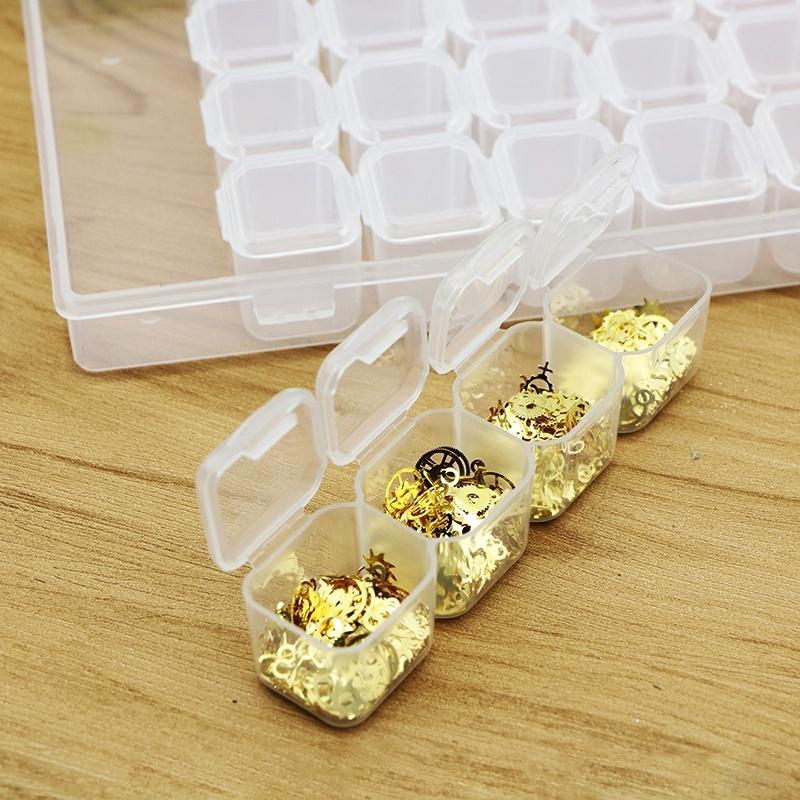 Fashion Plastic 28 Slots Nail Art Tools Jewelry Beads Storage Box Case Organizer