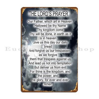 Placca Metallico Poster Preghiera del Signore Personaggio Pub Decorazione Murale Grotta Soggiorno Cartello di Latta Poster