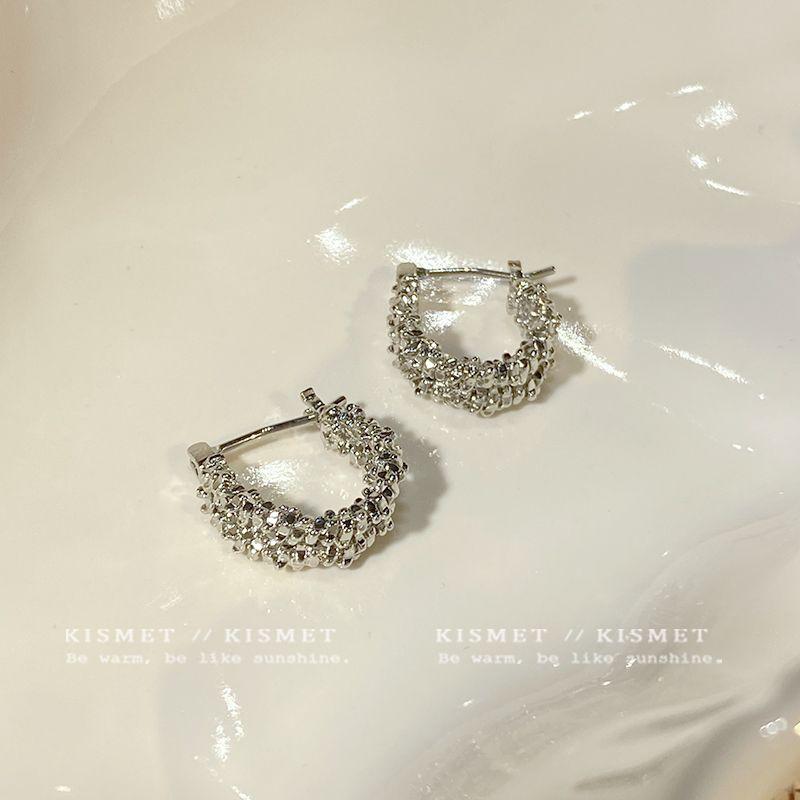 

Golden Wheat Wave ~ Special Interest Light Luxury Fancy Unique Small Pieces of Silver Circle Earrings Earrings for Women 2025 New Arrival Best Selling Silver broken silver