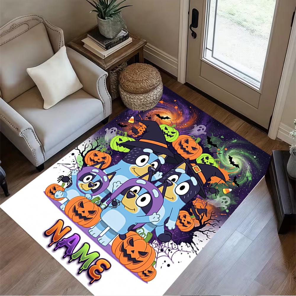 Halloween Pumpkin Adventure Customize Your Name Floor Rug Office Rug Suitable for Study Room Dining Room Outdoor Foyer Antislip Carpet