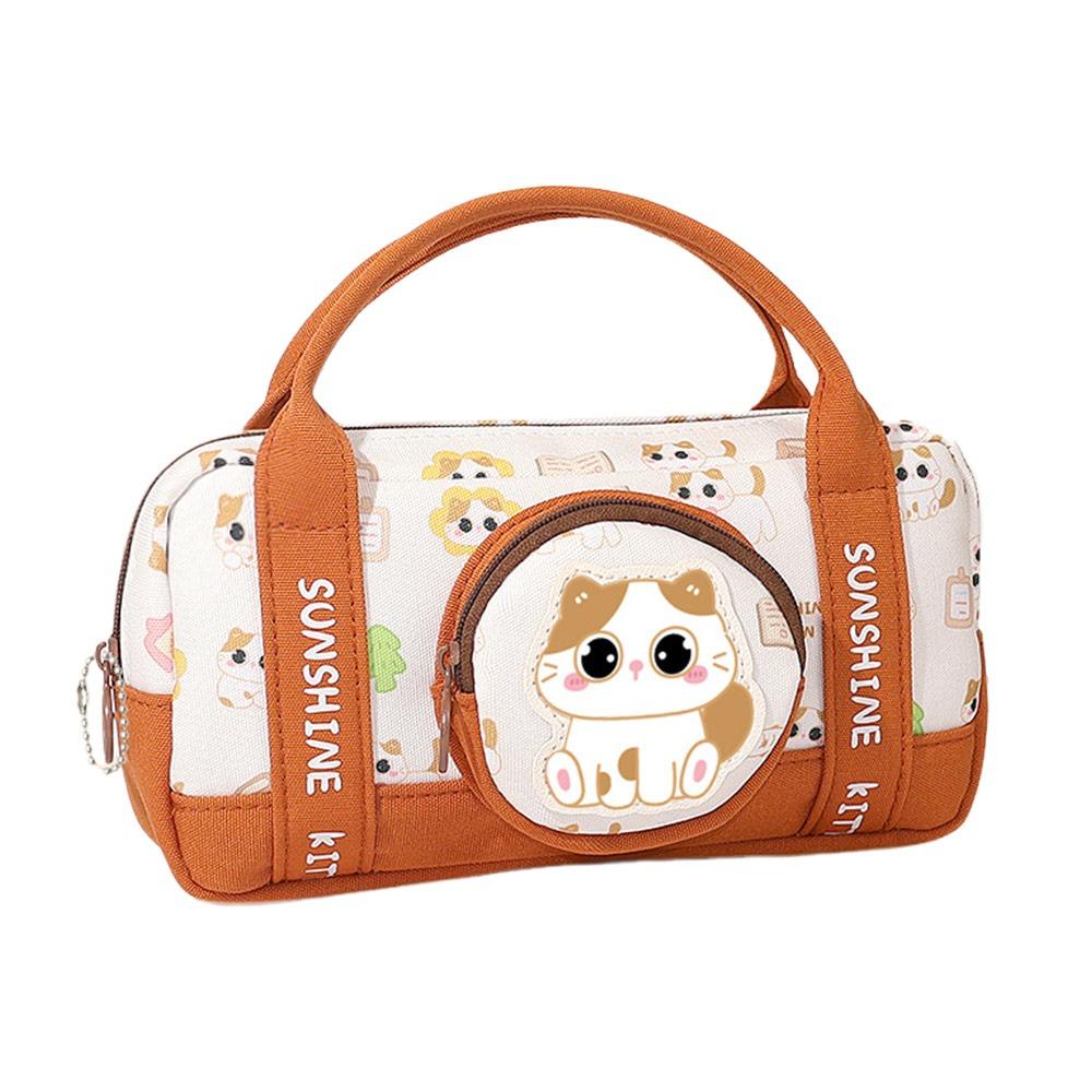 Durable Black Cat/Capybara Pen Bag Handheld Large Capacity Stationery Bag Multifunctional Stationery Storing Bag Gift