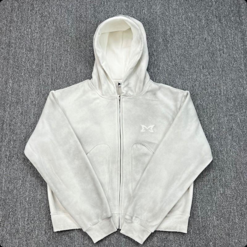American Style Mertra Hoodie Embroidered Patch Loose Fit Fleece Lined Long Sleeve Couples Winter