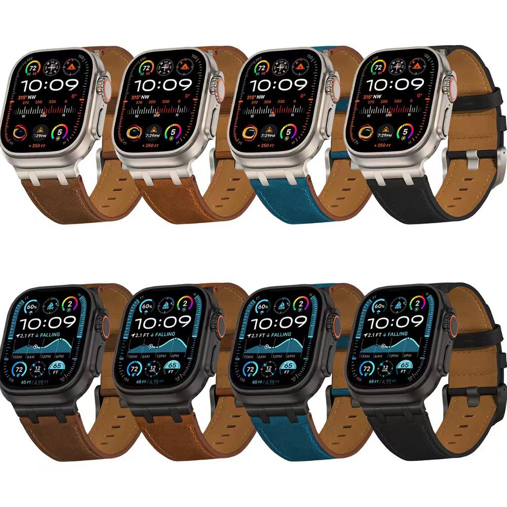 Leather Band for Apple Watch Ultra 2 49mm Series 10 46mm Luxury Strap Sports Bracelet for iWatch 10 9 8 7 6 5 4 SE Ultra 44 45mm