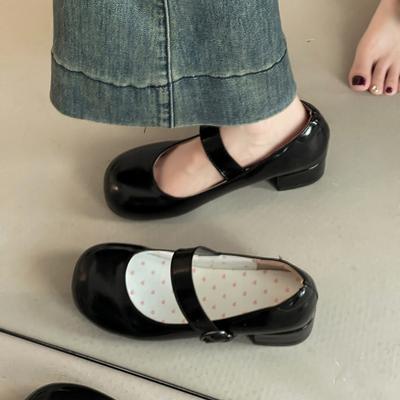 Sommer Abnehmbare Schleife Kleine Lederschuhe Mode Hoher Absatz Mary Jane Schuhe Damenrock Dicke Ferse Einzelne Schuhe