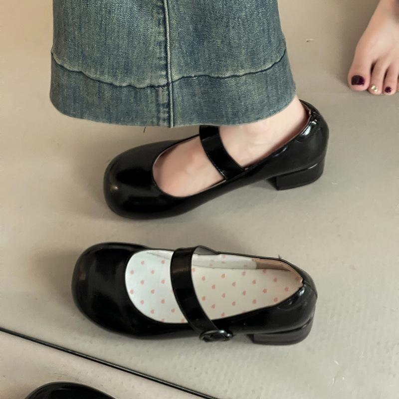 Summer retro style removable bow small leather shoes fashion high heel Mary Jane shoes women's skirt thick heel single shoes