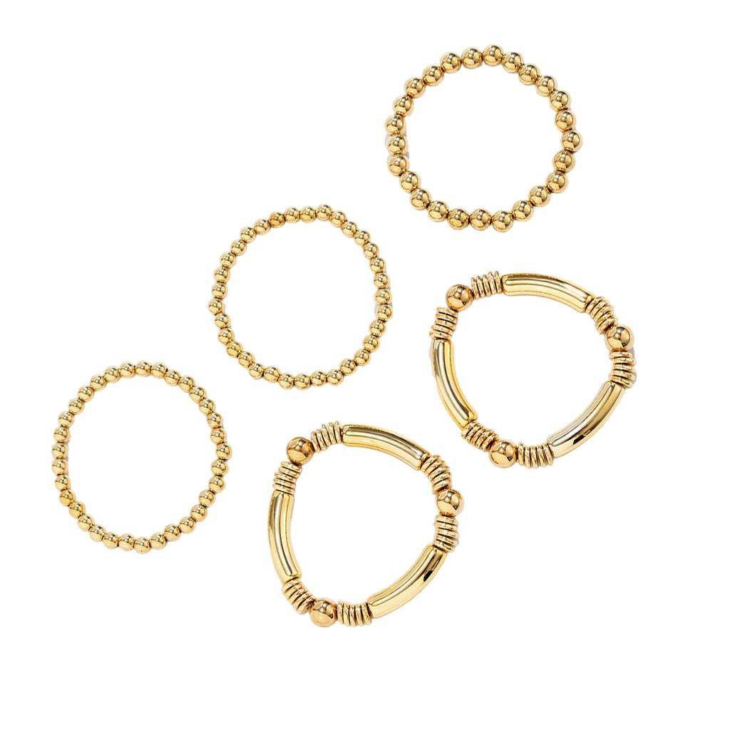 Pack of 5 Adjustable Metal Bracelet Set Stackable Wrist Jewelry Versatile Handchain For Casual and Formal Event