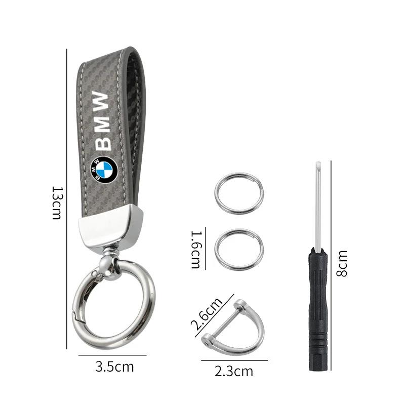 BAAO1 New Carbon fiber Car Keychain Ring Leather Emblem Keyring For BMW 1 2 3 4 5 7Series X1 X3 X4 X5 X6 X7 F10 F20 F30 G20 G30 F