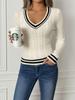 2026 V-neck Knit Sweater: European & American Women's INS Lazy Style Versatile Pullover for Autumn/Winter
