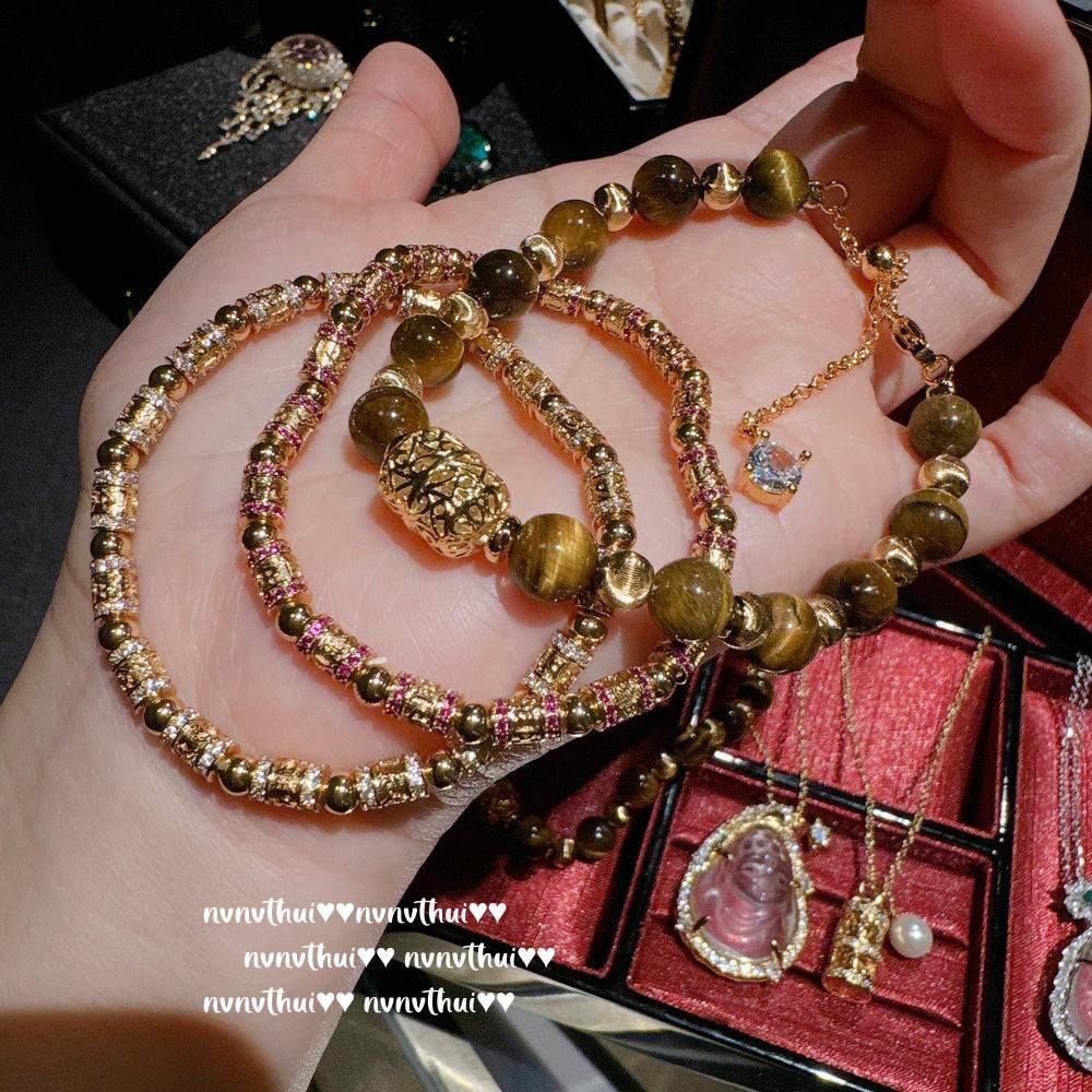 Ancient Gold Chiseled Proverbs Tube Diamond Bracelet, New Chinese Style, Fulu Baby Buddha Retro Crystal Necklace, Set