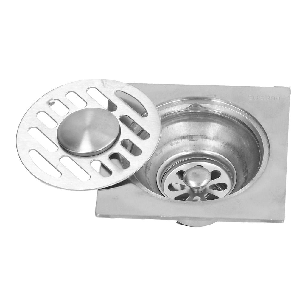Stainless Steel Floor Drain Self Sealing Washing Machine Floor Strainer for Kitchen BathroomHigh Gloss Dual Use