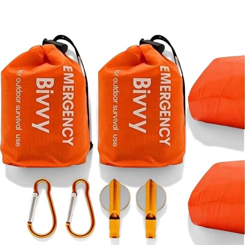 2PCS Outdoor Emergency Sleeping Bags Portable Thermal Sack Waterproof Gear for Camping Hiking Travel 2pcs оранжевый