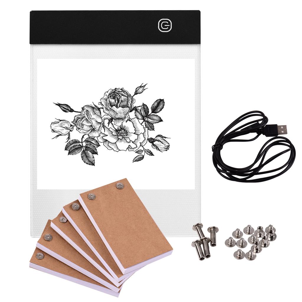 Přenosná sada Flip Book s podsvícenou podložkou LED Light Box 3úrovňová regulace jasu 300 listů papíru na flipbook s