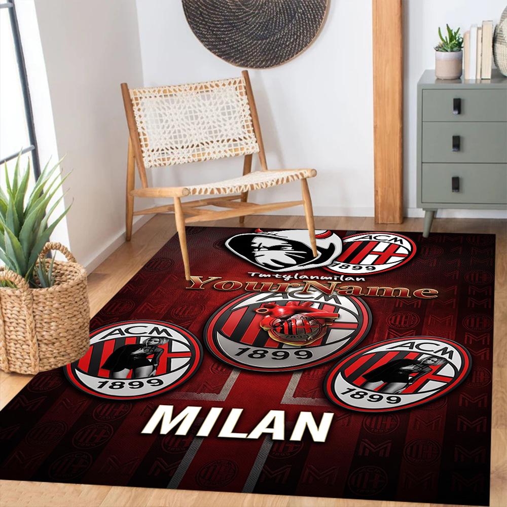 Ac Milan Customize Your Name Area Rug Suitable for Outdoor Hallway Dining Room Bedrooms Antislip Carpet Anime Office Decor Birthday/Christmas Gift