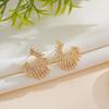 Elegant 18K Gold-Plated Zircon-Inlaid Moon Stud Earrings for Women - Exaggerated C-Shaped Firework Design