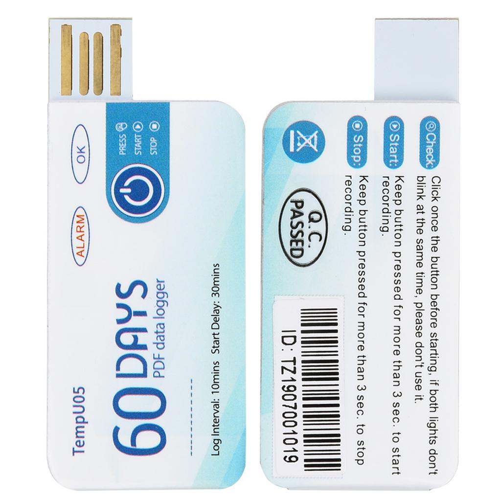 Enregistreur de données de température USB Rapport PDF TempU05 Enregistreur de données de température à usage unique Enregistreur de température USB jetable Rapport PDF