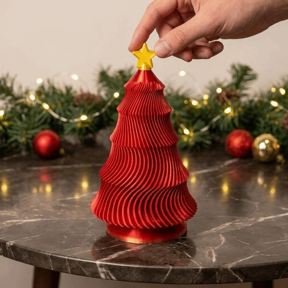 Plastic Rotatable Wave Christmas Tree Colorful Christmas Fidget Toy Office