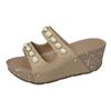 Women's Studded Platform Peep Toe Sandals, Single Strap Chunky Heel Summer Shoes