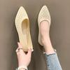 Fashion Women Flat Shoes Pointed Toe Solid Color Knitted Slip on Ladies Shoes Casual Breathable Ballet Women Flat Shoes Loafers Women