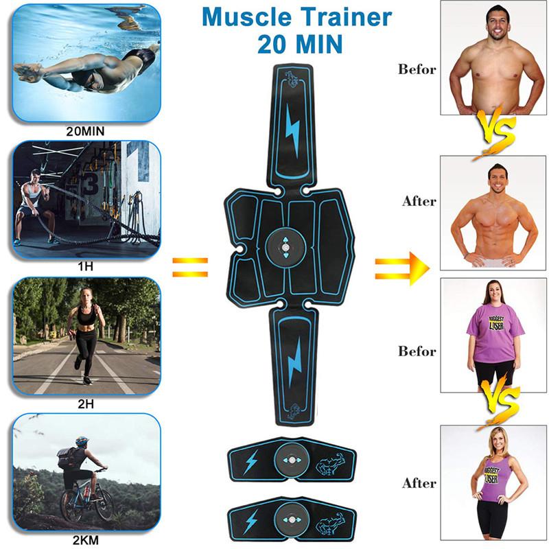 EMS Abdominal Muscle Stimulator Trainer Toning Belt Workouts USB Charging Electric Training Weight Loss Body Slimming Equipment